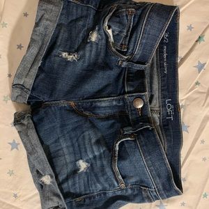 LOFT classic ripped dark jean shorts